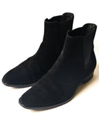 SAINT LAURENT PARIS/ “WYATT 30” Black Suede  Chelsea Heel Boots
