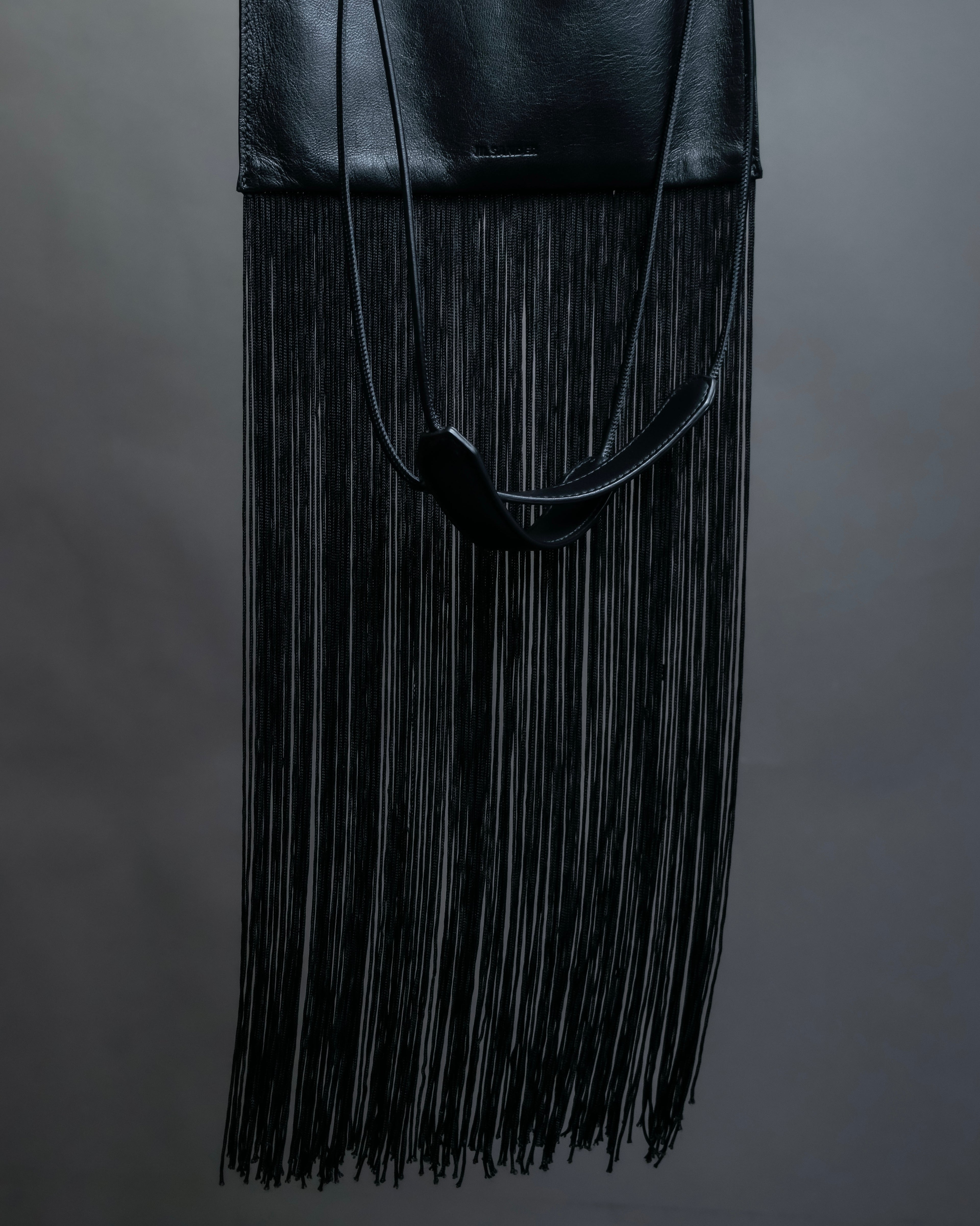“JIL SANDER” Fringe detail flat drawstring shoulder bag