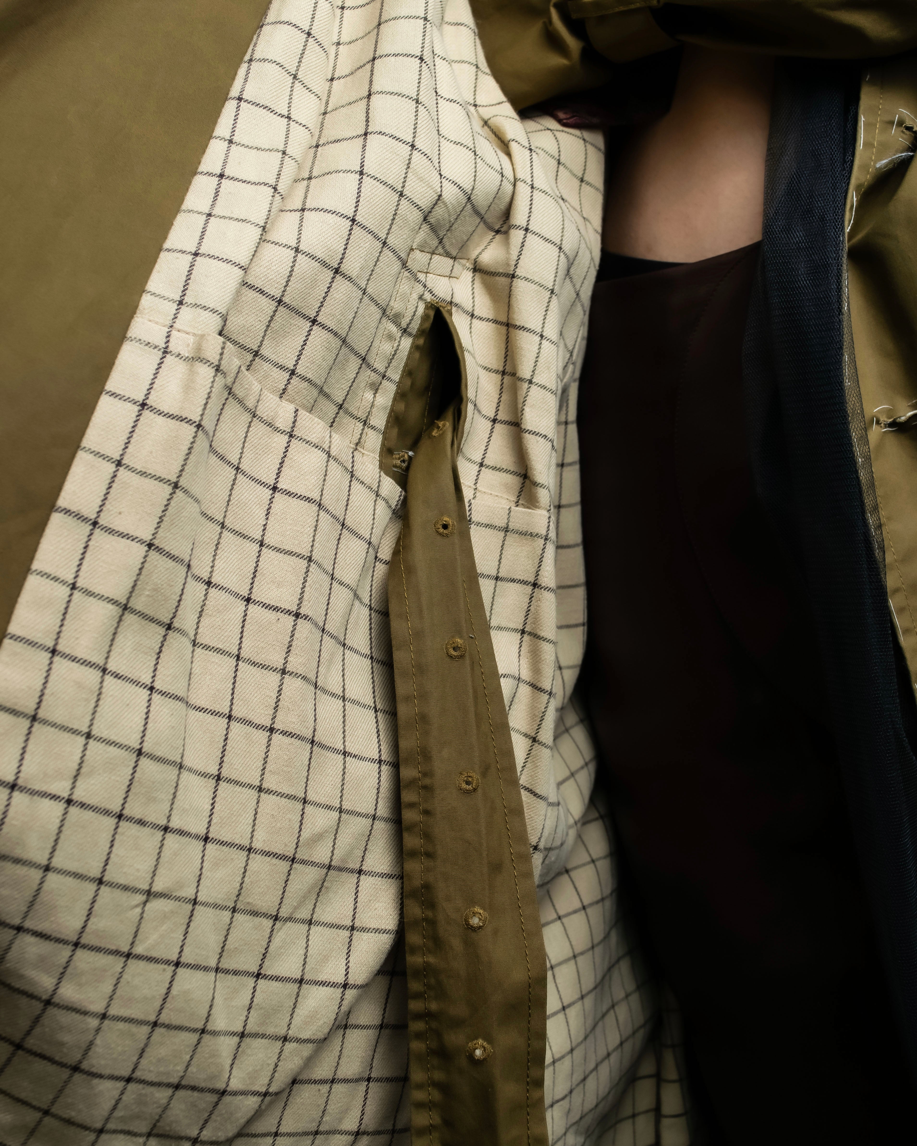 "MAISON MARGIELA" 20AW reconstructed tulle docking trench coat