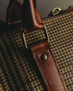 "Polo Ralph Lauren" 80's-90's Houndstooth leather trim travel bag