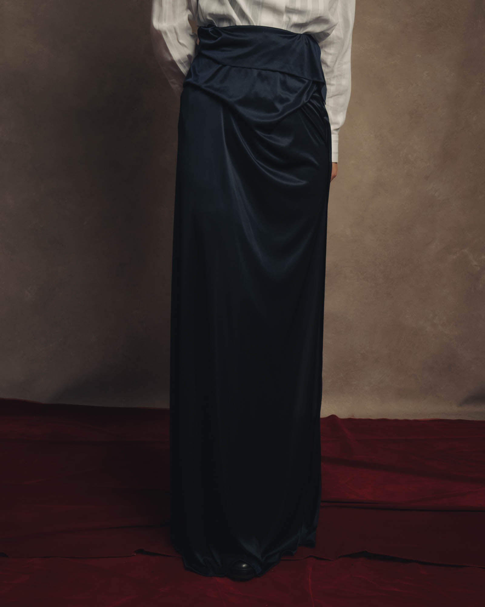 -SPECIAL– “Maison Martin Margiela” 12SS Draped satin maxi skirt