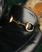 "GUCCI" 2010's Fur lined horsebit backless loafer