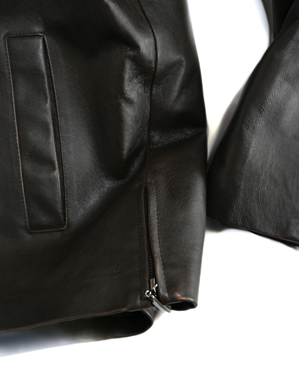 VINTAGE / Architectural Leather Jacket Dark Brown