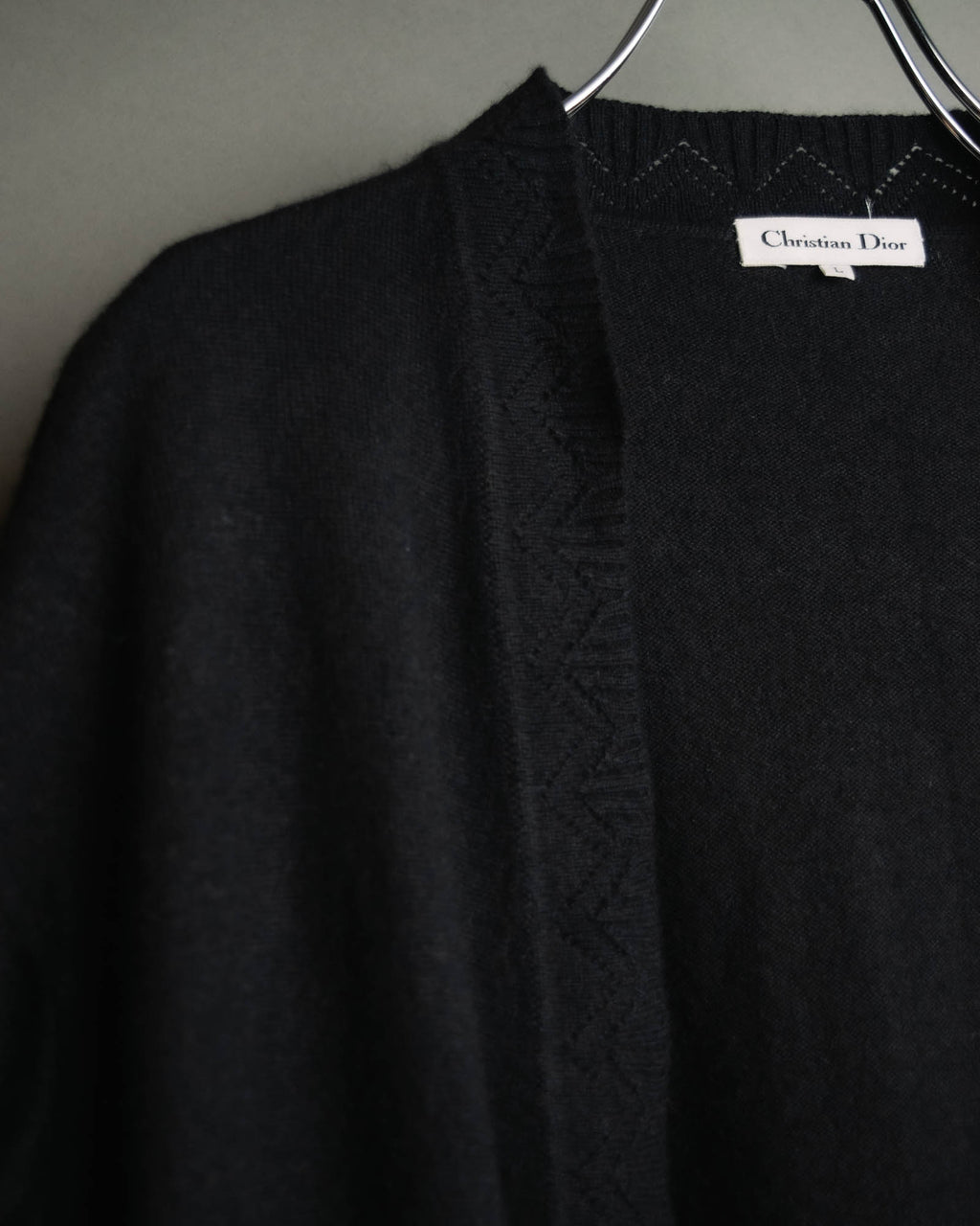 "Christian Dior" 90's-00's Open front wool silk pointelle knit cardigan