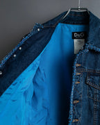 “D&amp;G” Tweed attached bijou button denim jacket