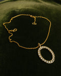 "Christian Dior" 80's-00's Rhinestone oval pendant necklace