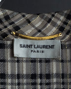 "Saint Laurent" Lame check pattern bow tie shirt