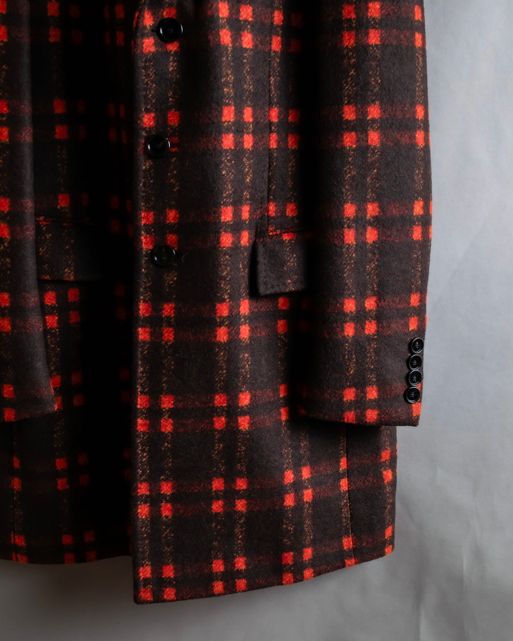 "HUGO BOSS" Plaid brushed wool tailored coat