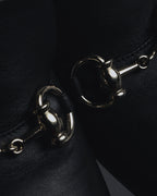 "GUCCI" Michele design horsebit leather heel loafers