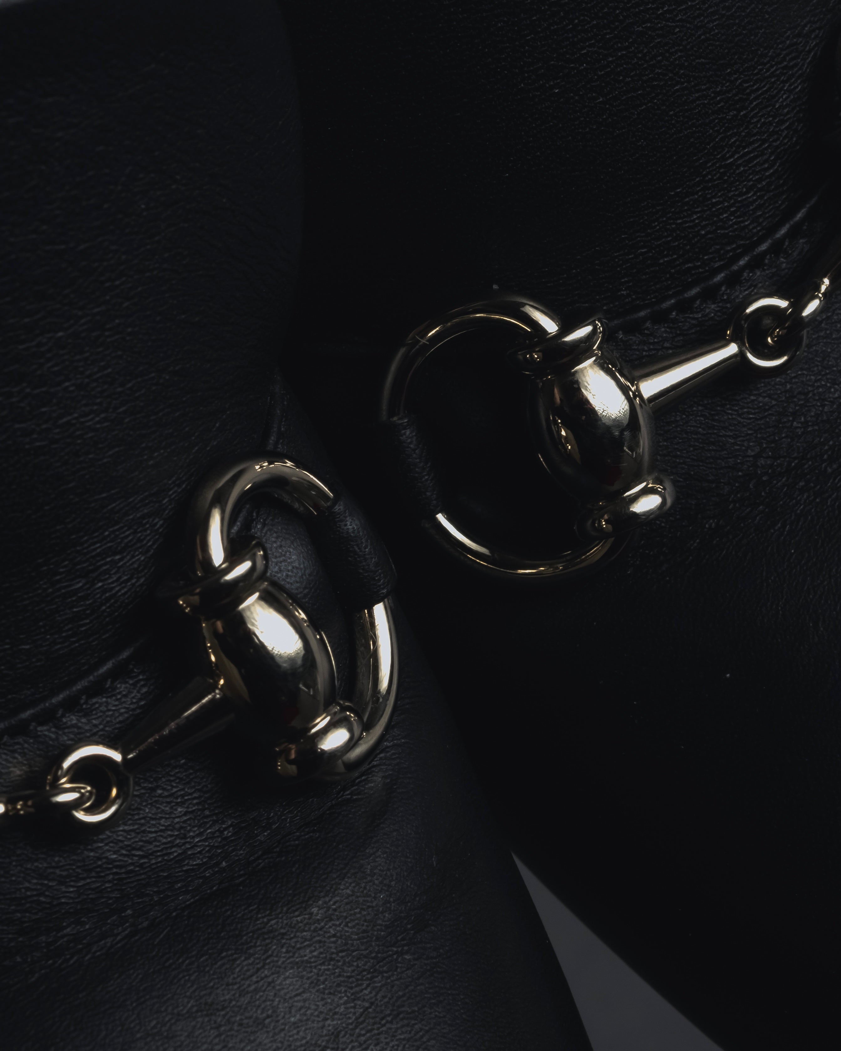 "GUCCI" Michele design horsebit leather heel loafers