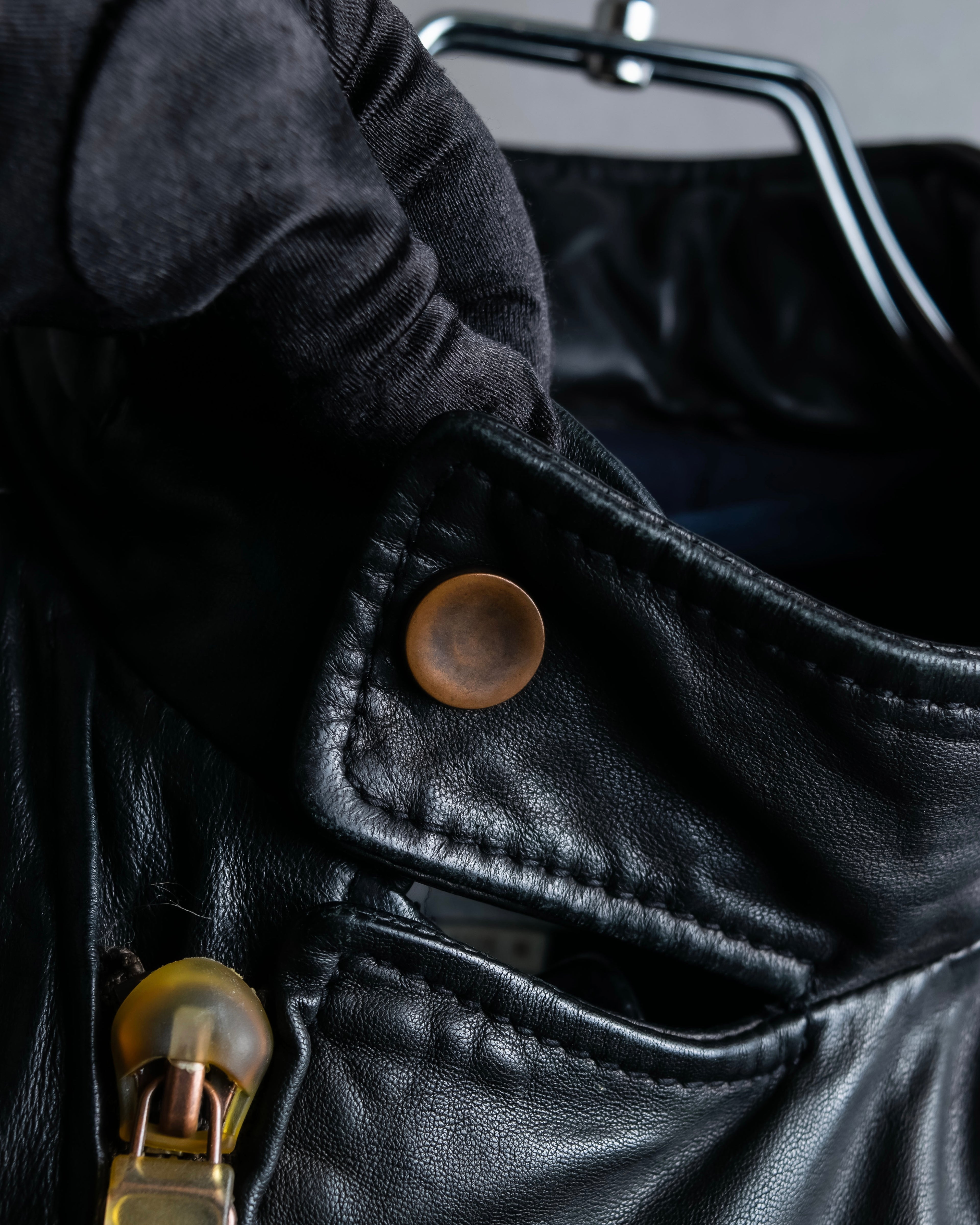 "DIESEL" Oversized stand collar lamb leather jacket