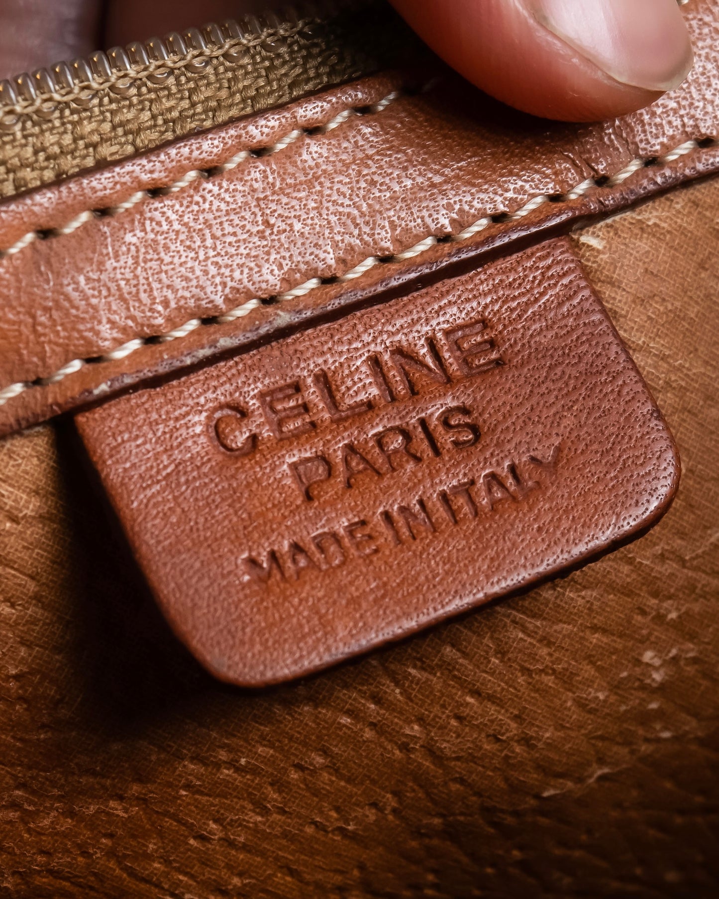 "CELINE" Macadam Pattern Three Line Handbag