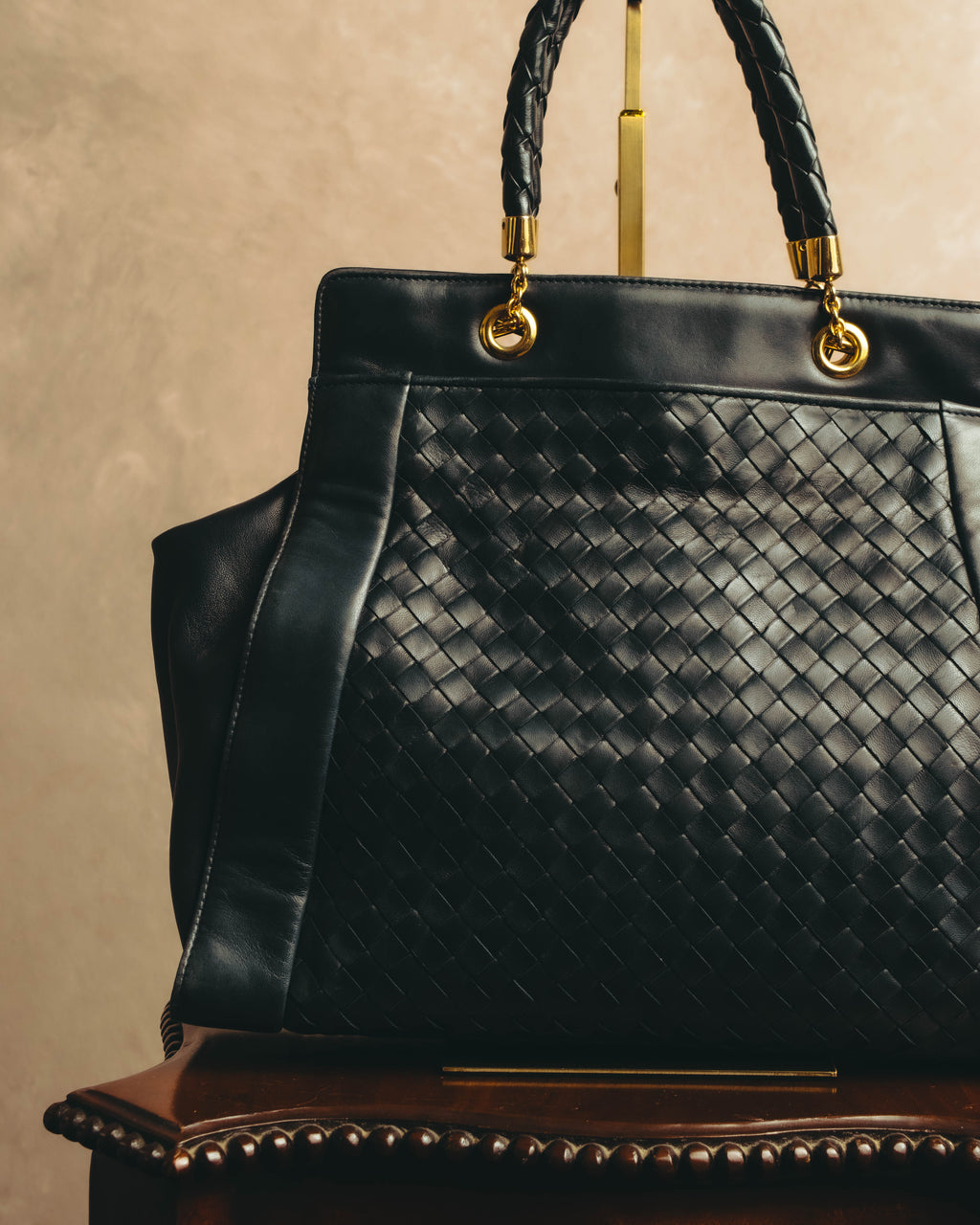 -SPECIAL- “Bottega Veneta” 00’s intrecciato braided handle oversized leather tote bag