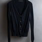 "BALENCIAGA" Silk cashmere gold button short V neck cardigan