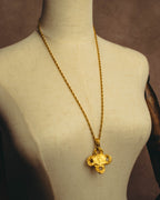 -SPECIAL- "YVES SAINT LAURENT" 80's-90's Baroque pearl textured gold pendant necklace
