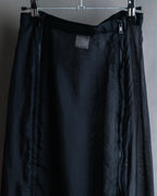"YOHJI YAMAMOTO" 1996SS Double zipper design sheer rayon flare skirt