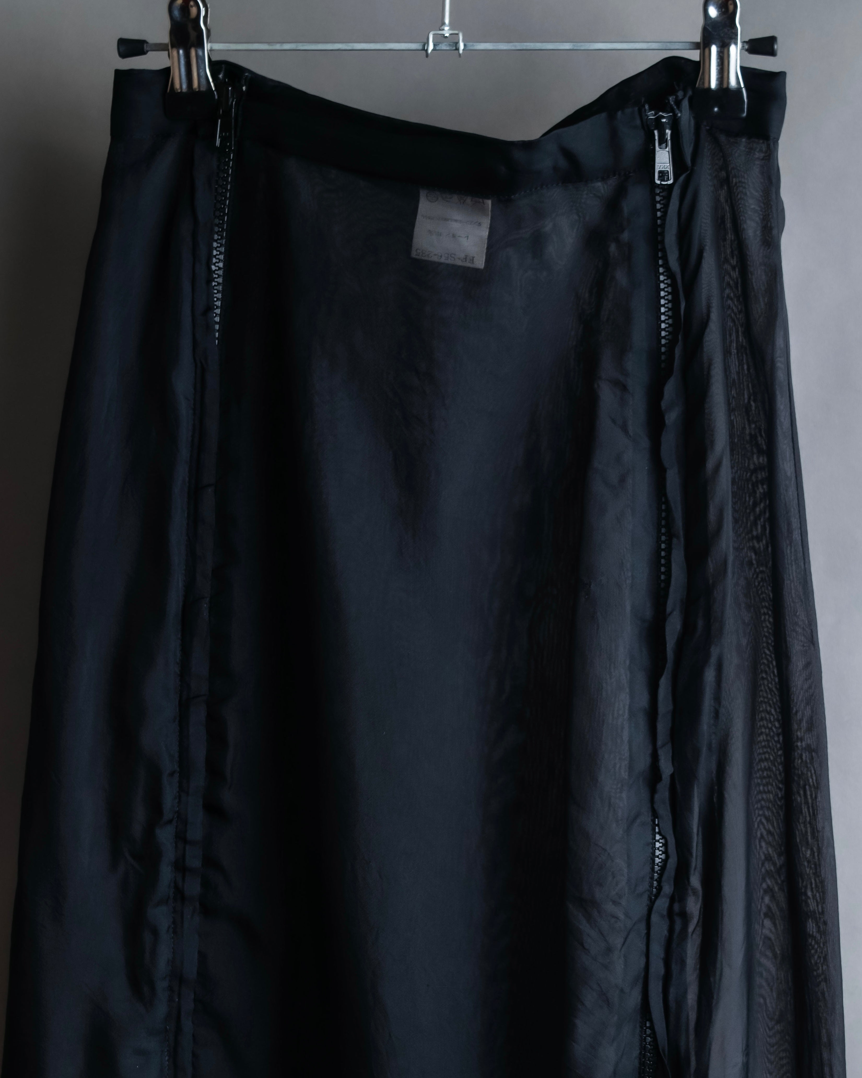 "YOHJI YAMAMOTO" 1996SS Double zipper design sheer rayon flare skirt