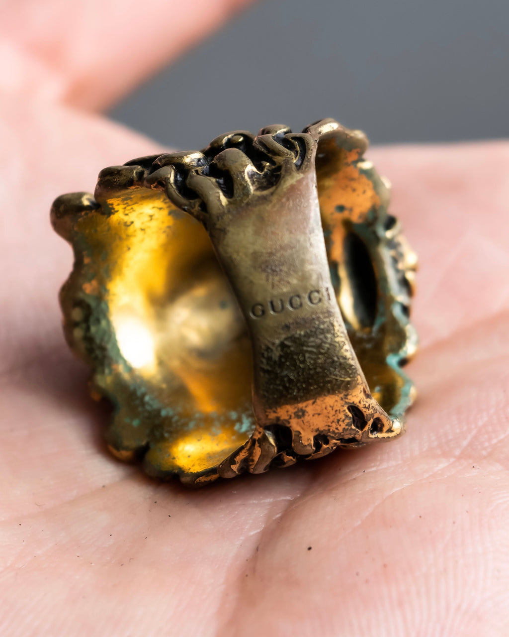 "GUCCI" realistic detailed lion head ring