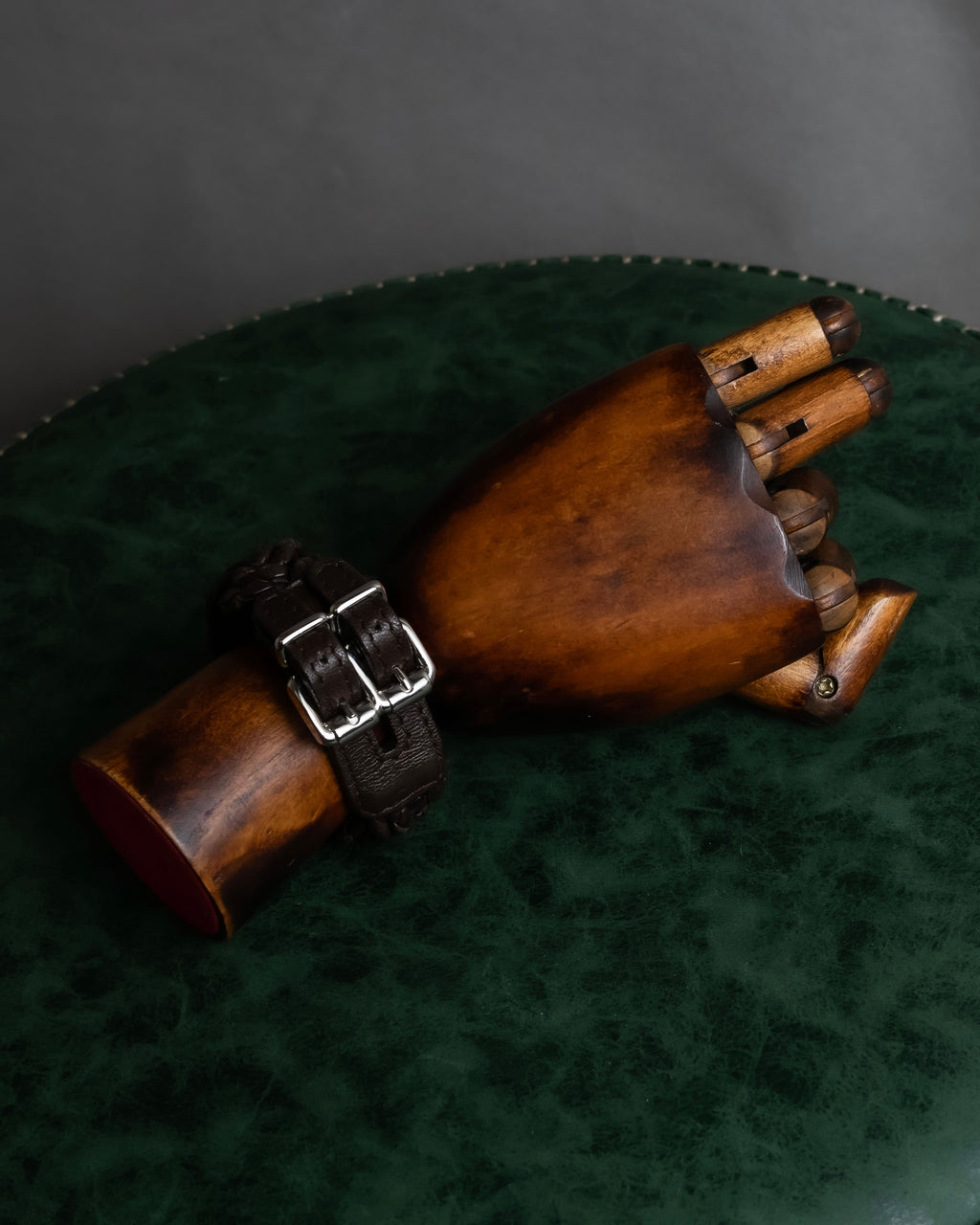 "Vintage intrecciato double buckle leather bracelet"