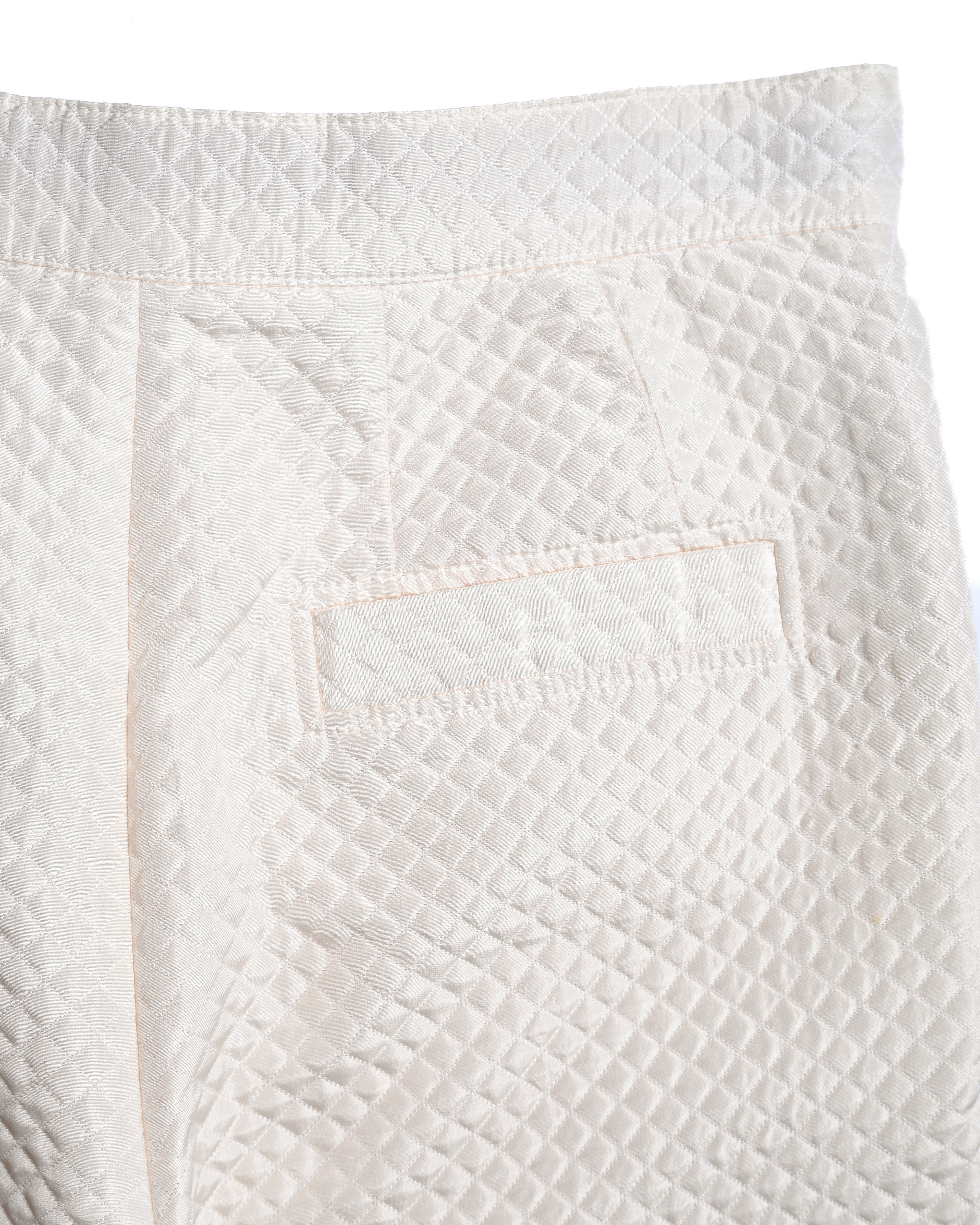Chiristian Dior by Maria Grazia Chiuri/ Silk Blend Diamond Quilted Shorts White