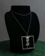 "YVES SAINT LAURENT" Cassandra logo motif silver necklace