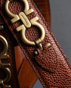 "Salvatore Ferragamo" Gancini motif chain design leather belt