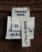 "HERMES" 100% cashmere V neck design knit