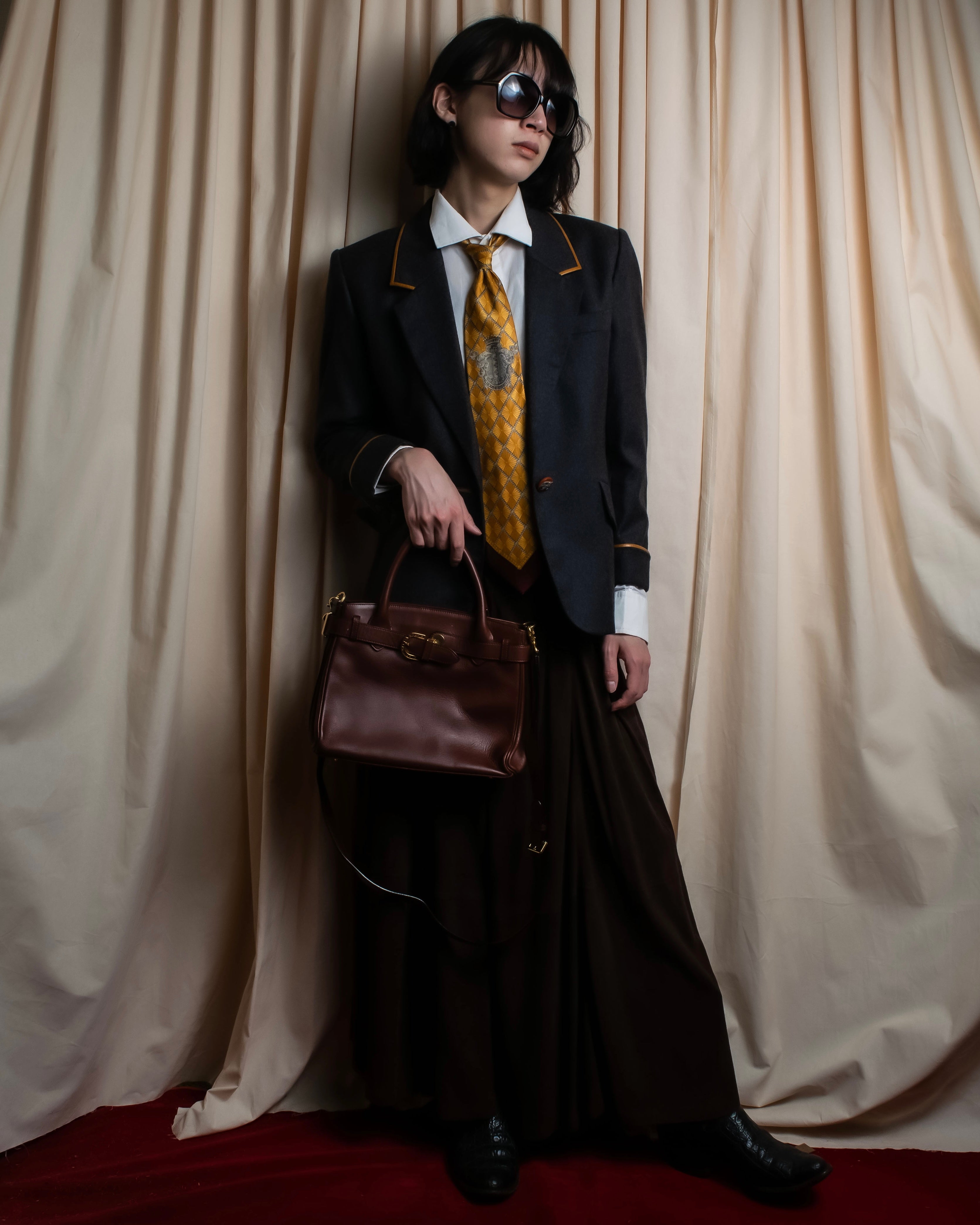 "GIANFRANCO FERRE" Ornamental yellow silk necktie