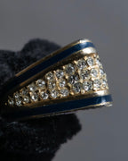"Christian Dior" Diamond embedded blue line design ring