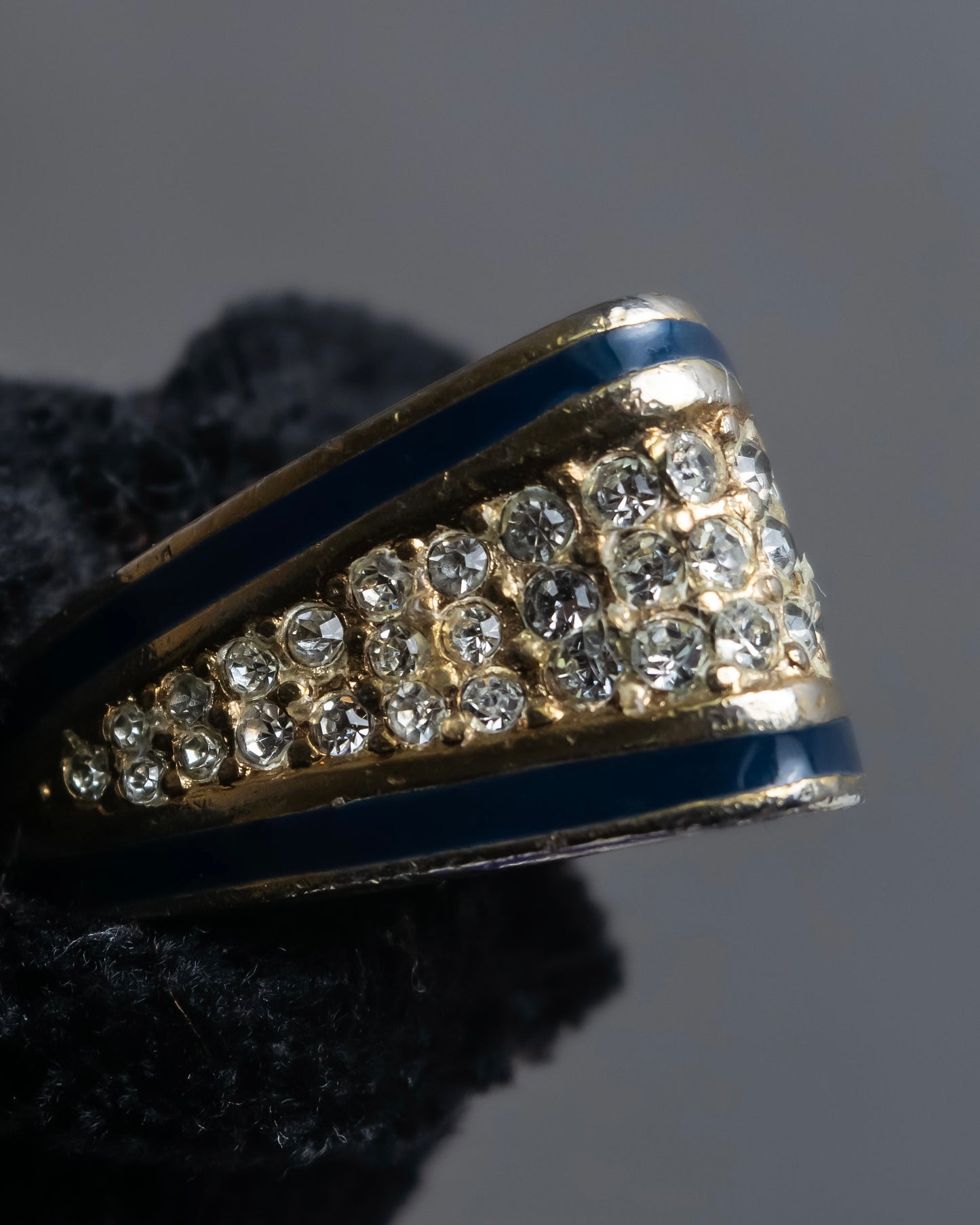 "Christian Dior" Diamond embedded blue line design ring