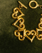 -SPECIAL- “Yves Saint Laurent” 80’s-90’s Hammered gold heart motif bracelet
