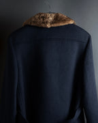 "VALENTINO" Fur collar double-breasted wool coat
