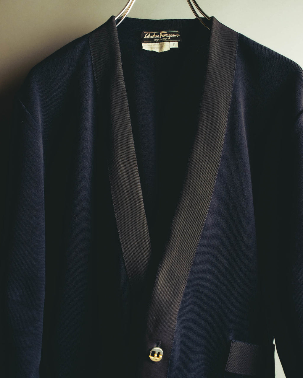 "Salvatore Ferragamo" 80's-90's Elegant cotton knit cardigan