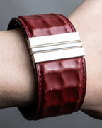 "HERMES" Deutch processing wide leather bracelet