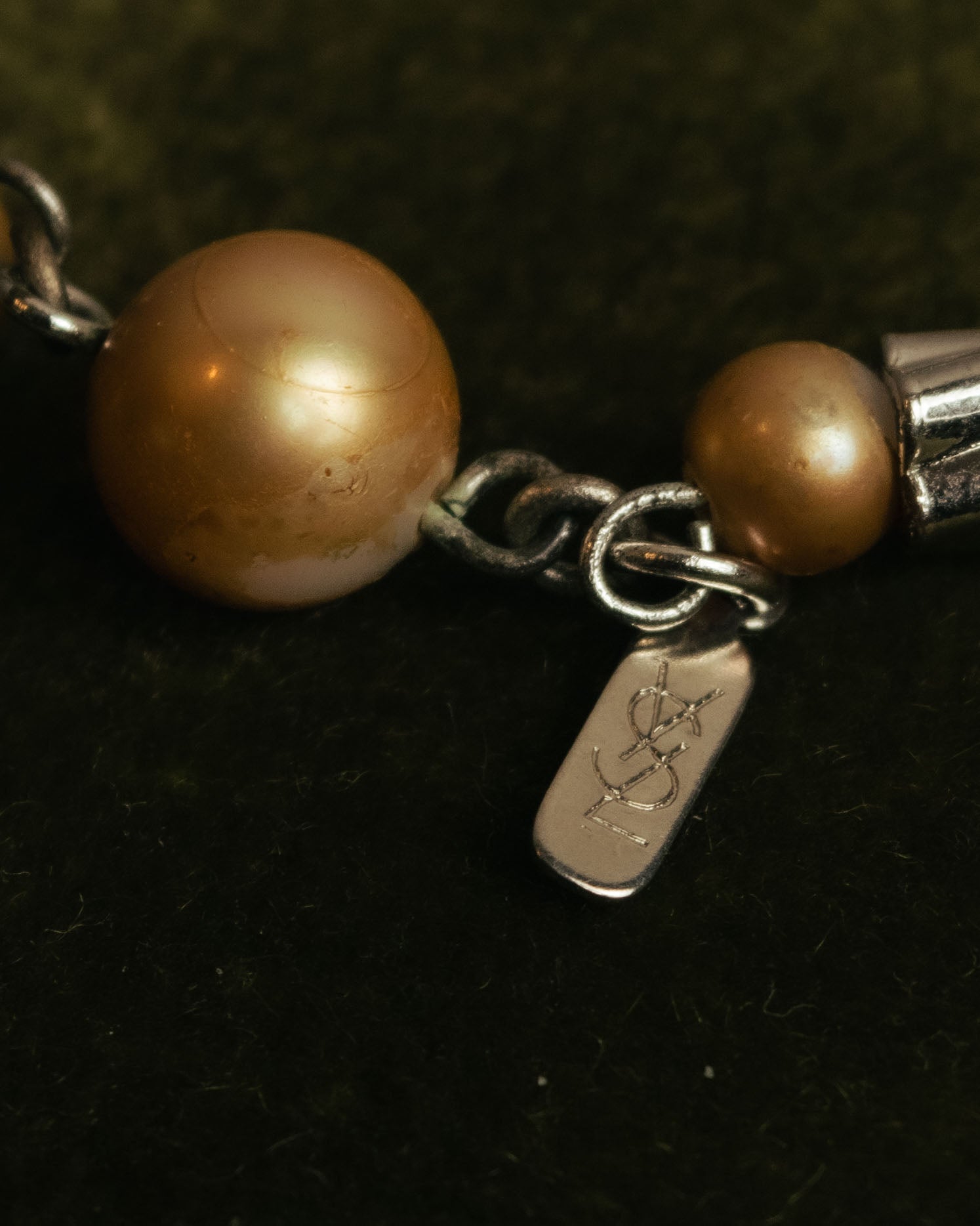 “Yves Saint Laurent” 80’s-90’s Cassandra logo mixed bead long necklace