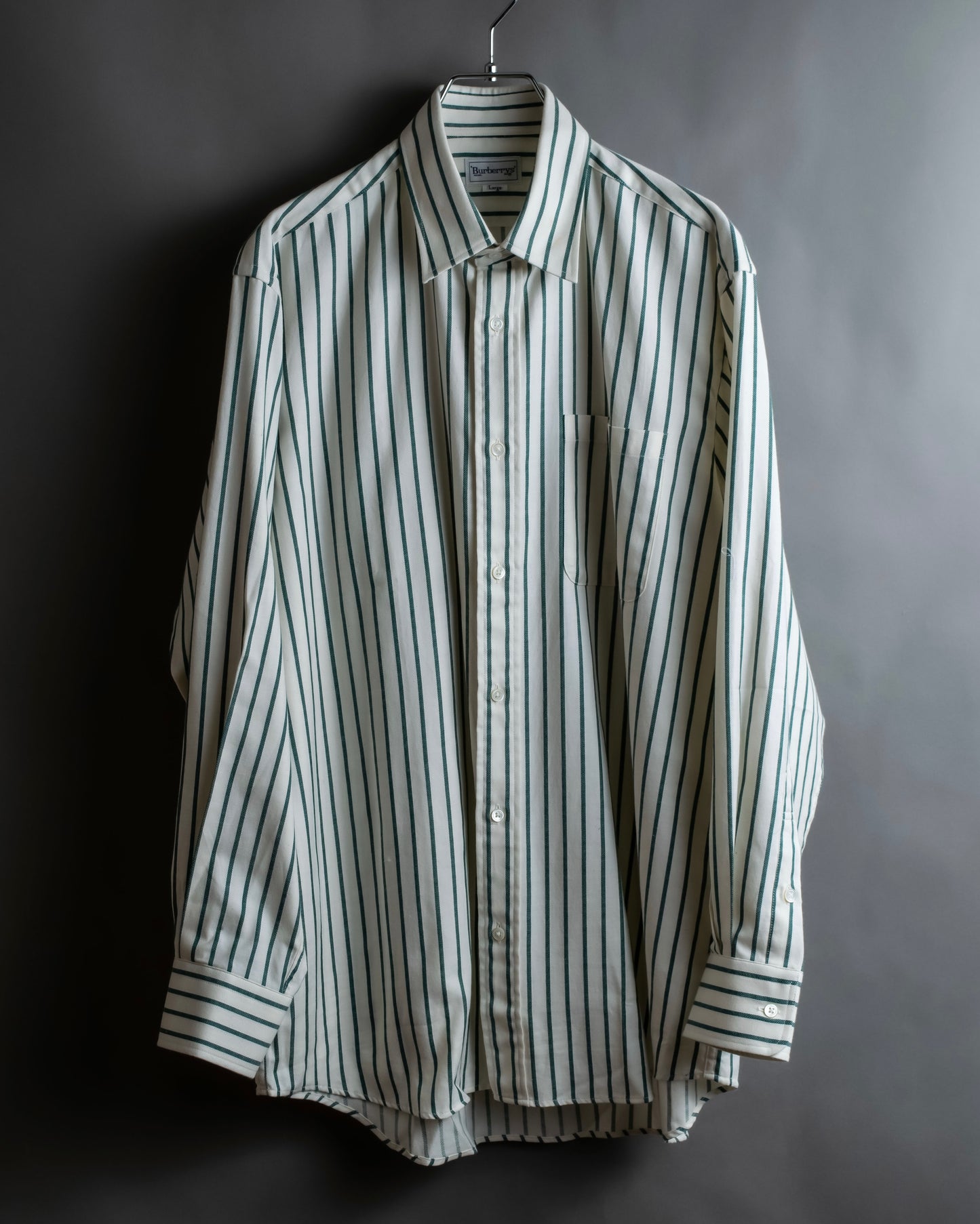 "BURBERRYS" Green stripe pattern oversized shirt