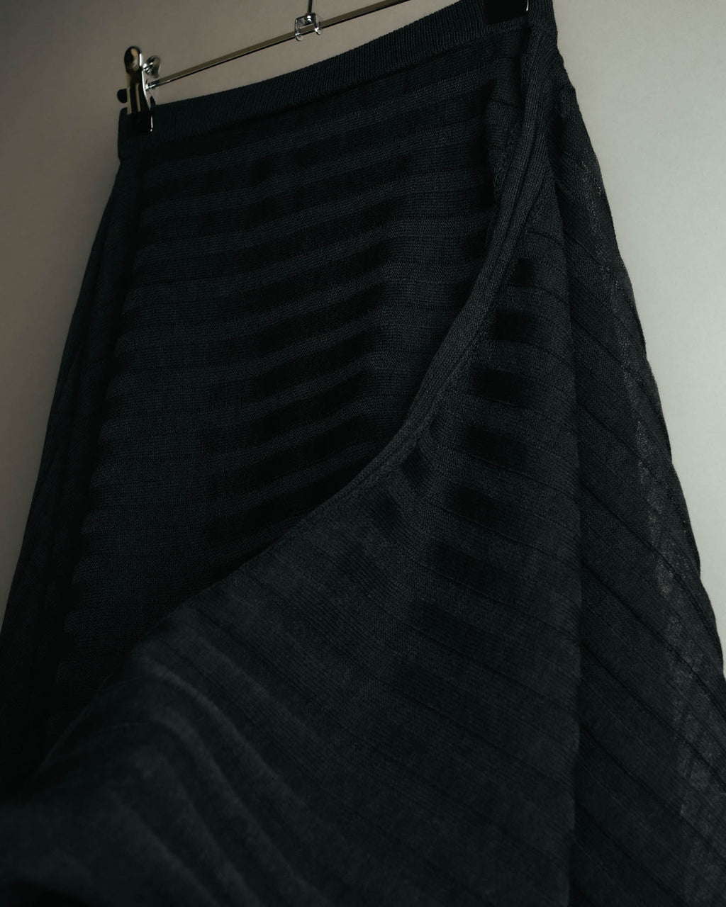 -SPECIAL- “Christian Dior“ 00’s-10’s Sheer ribbed asymmetric long skirt