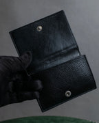 "BALENCIAGA" Logo engraved compact leather tri-fold wallet