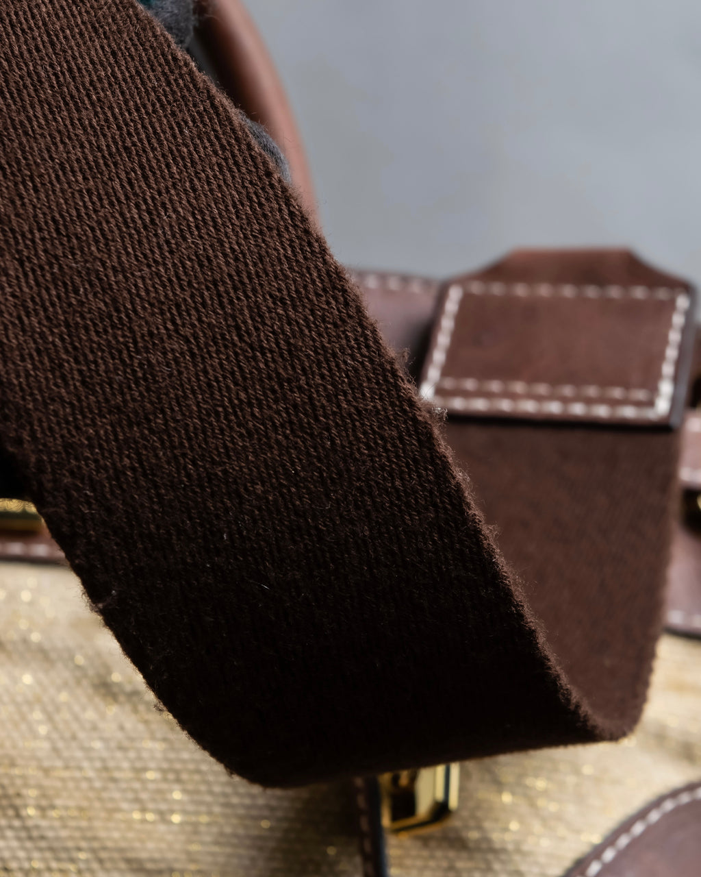 "ADMJ" Leather &amp; canvas combination 2way shoulder bag