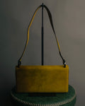 "Salvatore Ferragamo" 90's-00's Mustard yellow suede shoulder bag with oversized Gancini