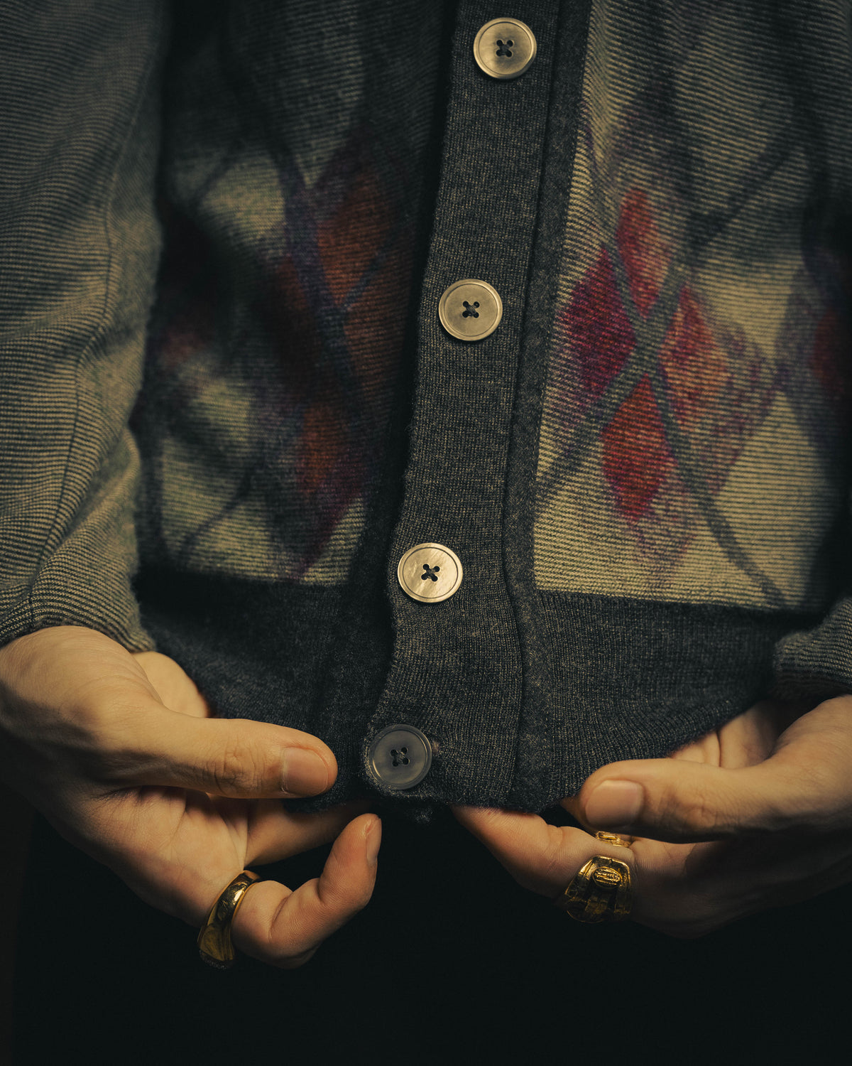–SPECIAL– "Hermès" 90's-00's Plaid cashmere cardigan