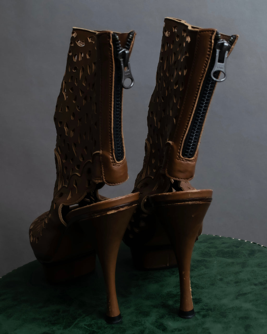 "MARNI" Geometric cut heel leather boots