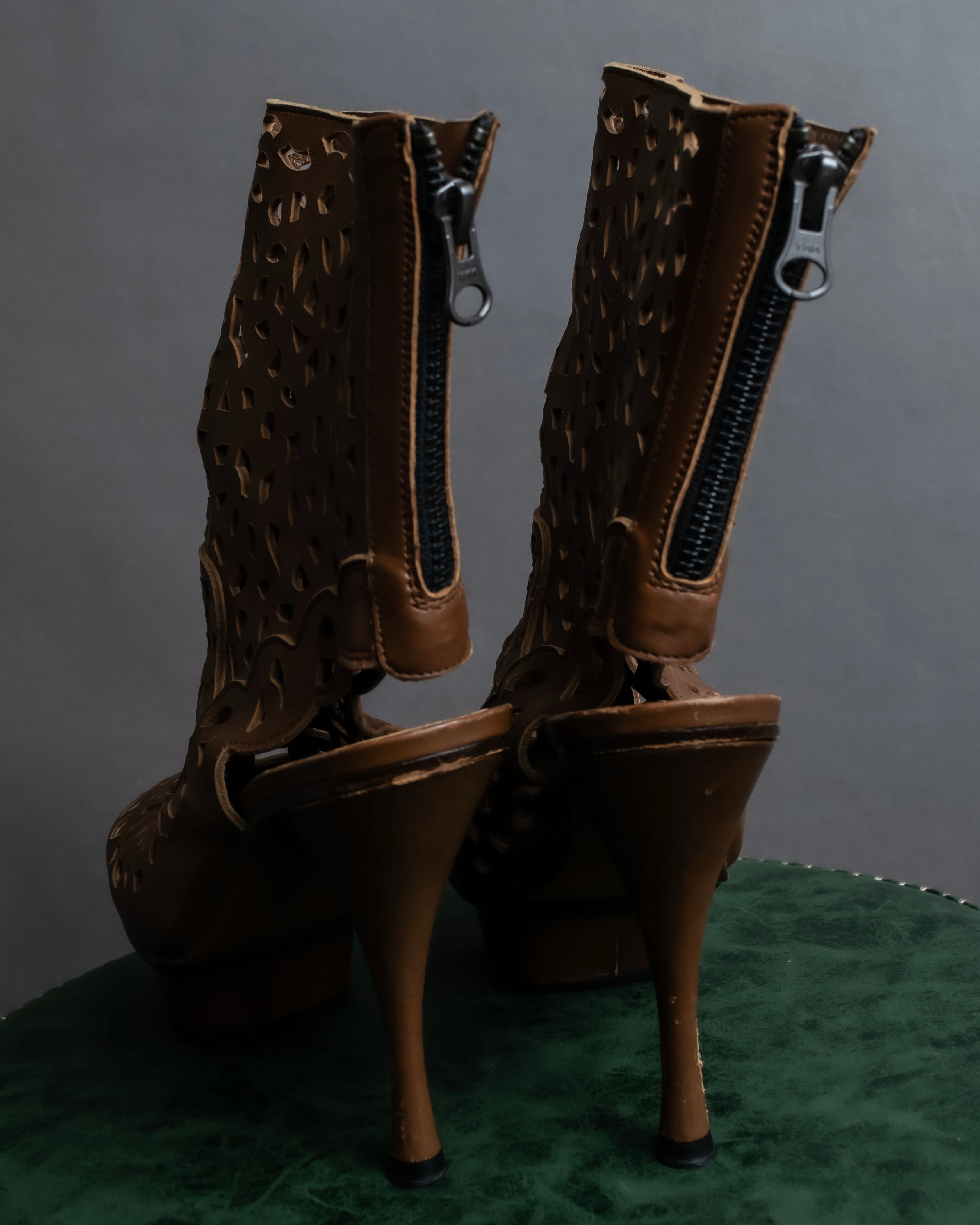 "MARNI" Geometric cut heel leather boots