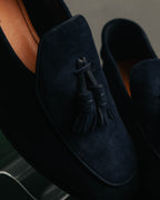 "Santoni" 2010's-2020's Elegant navy suede tassel loafers