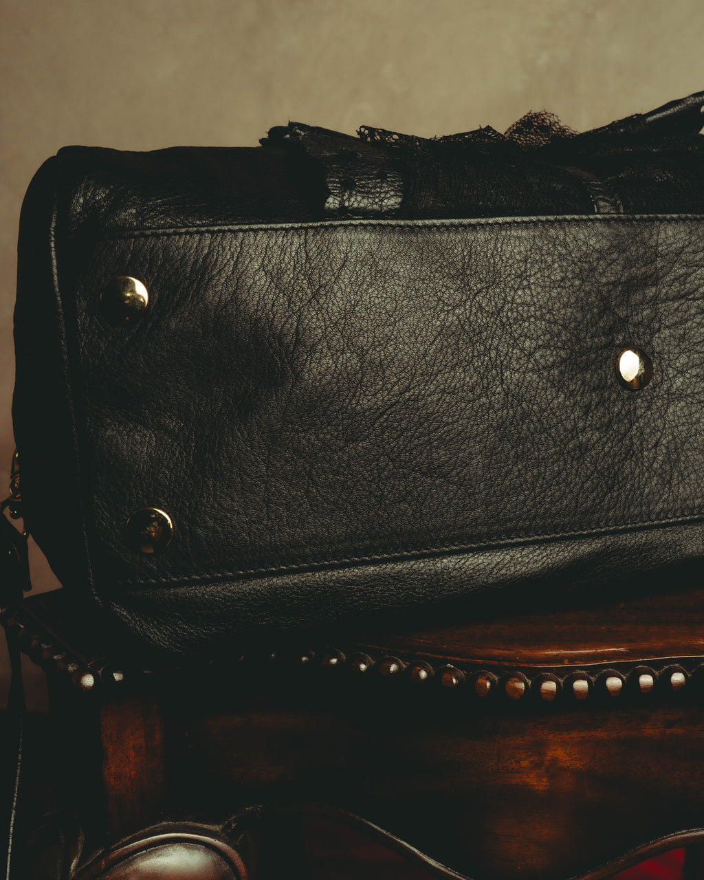 “RED VALENTINO” 2010’s lace bow leather two-way bag