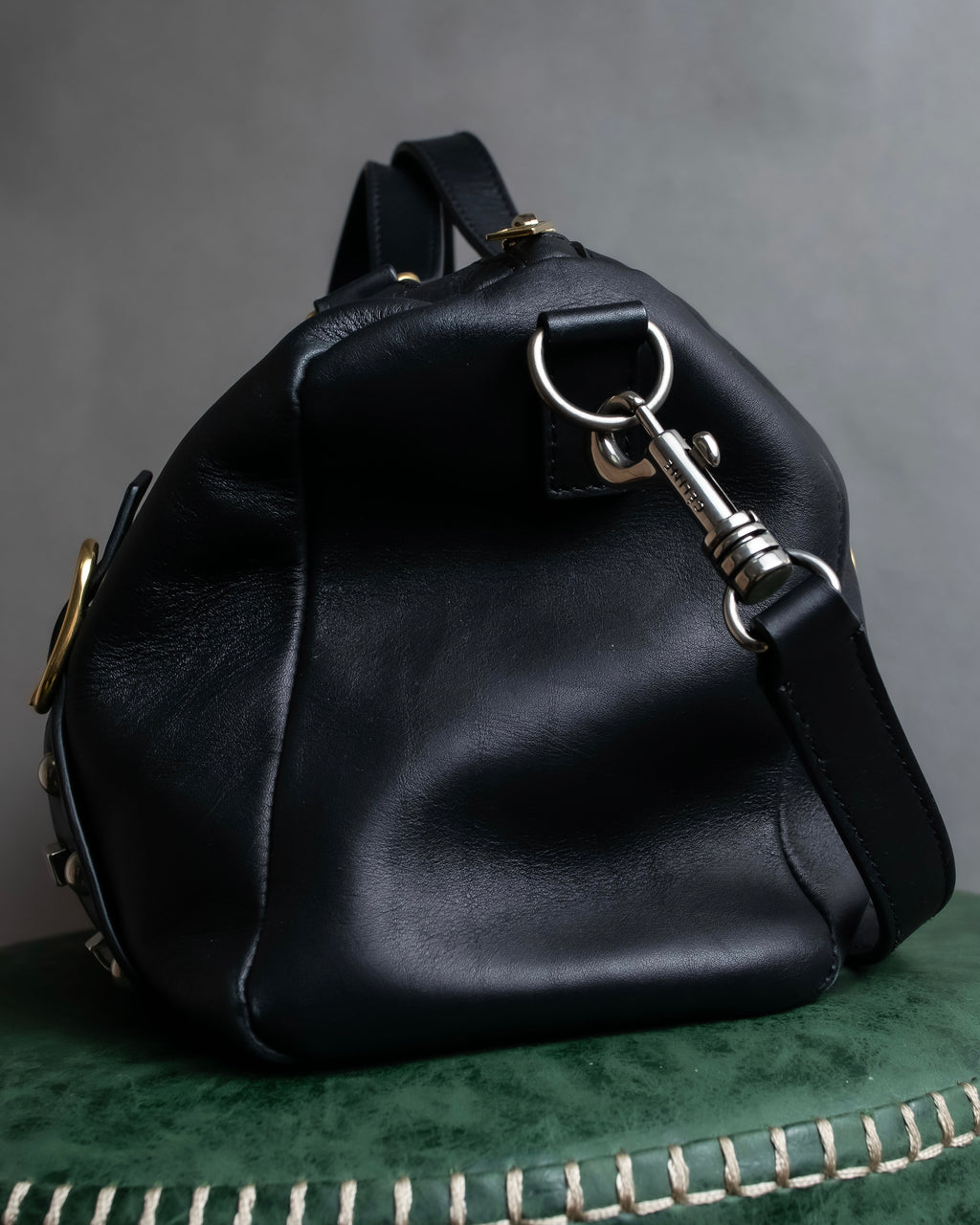 "CELINE" Various studs horizontal leather 2way bag