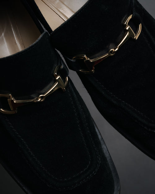 “GUCCI” 90’s-00’s Horsebit square toe suede loafers