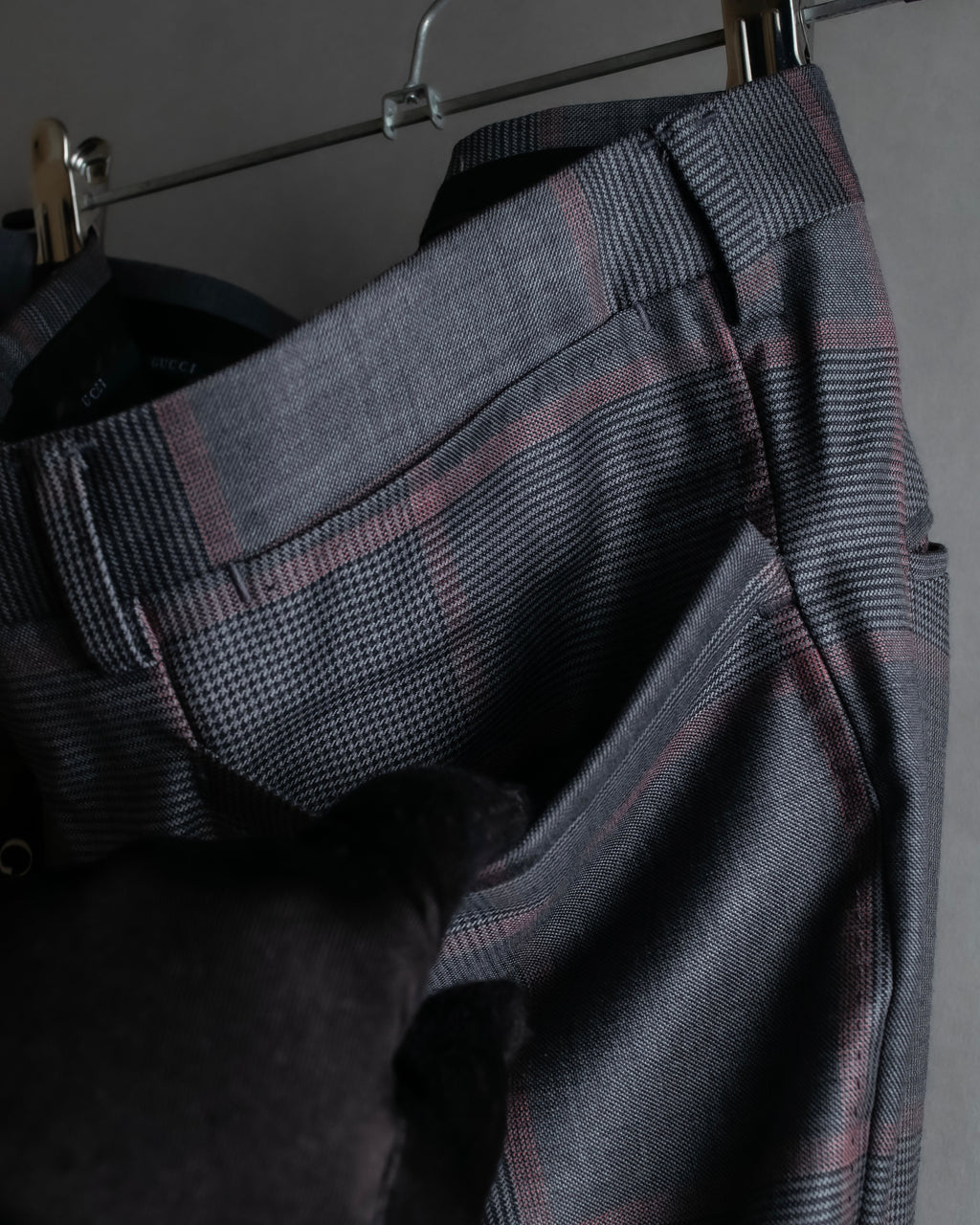 "GUCCI" Glen plaid wool wide tapered slacks