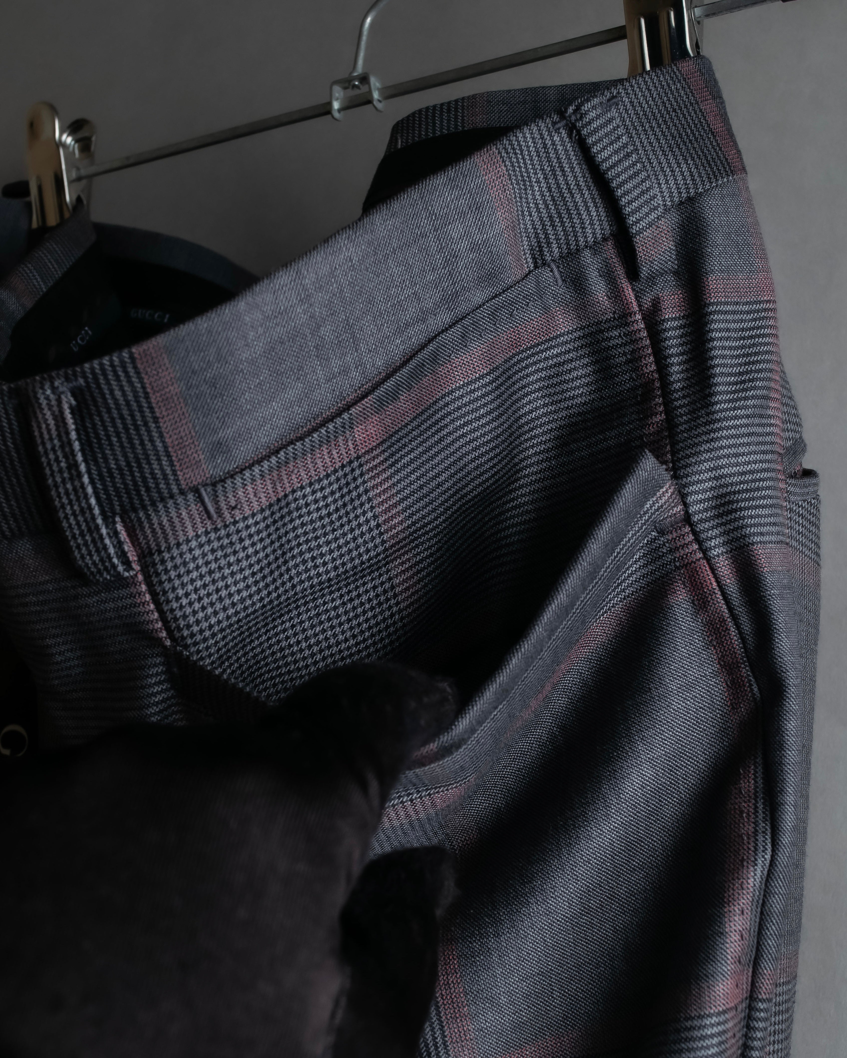"GUCCI" Glen plaid wool wide tapered slacks