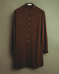 “YVES SAINT LAURENT” 80’s-90’s textured silk blend mandarin collar long shirt